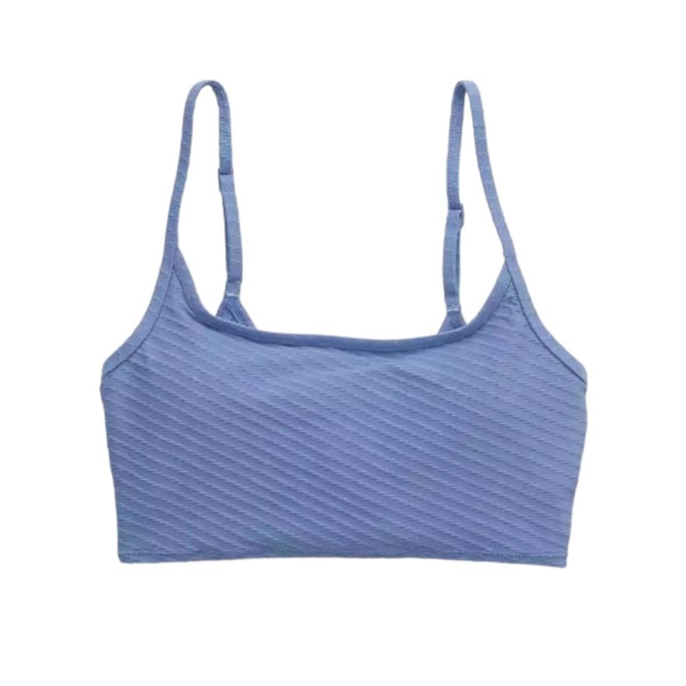 Aerie Bikini Top Women’s Large Blue‎ Jacquard Longline Scoop Neck